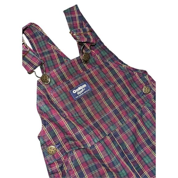 RARE Vintage OshKosh Bgosh VESTBAK Overalls PLAID CHECK  Red  Blue White Size 4T - Picture 2 of 5